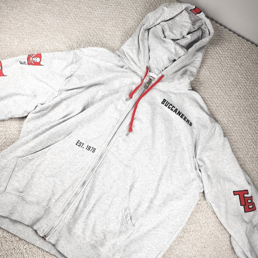 NFL Tampa Bay Buccaneers Hoodie XL Full Zip Gray Football Fan Gear Sweatshirt